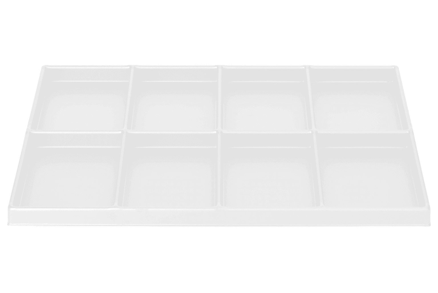 Tiefzieheinlage weiß, 8 Kavitäten rechteckig, PS 